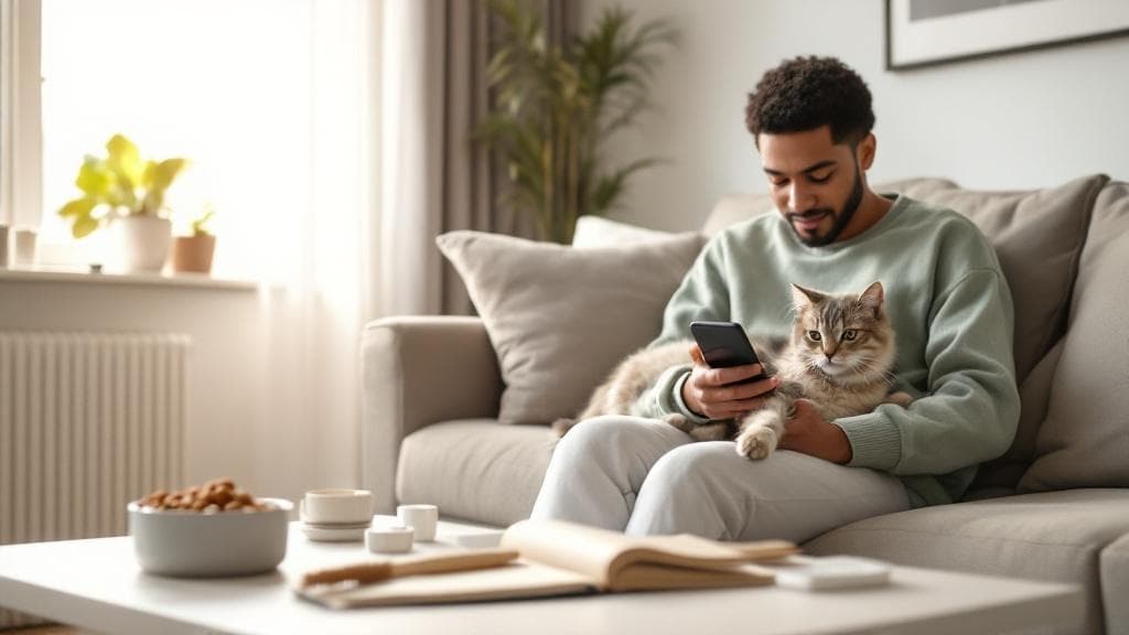 Happy cat owner with their cat
